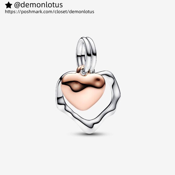 Pandora Joined Hearts Dangle Charm - Picture 1 of 6